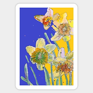 Abstract Yellow Daffodil Watercolor Pattern on Yellow Sticker